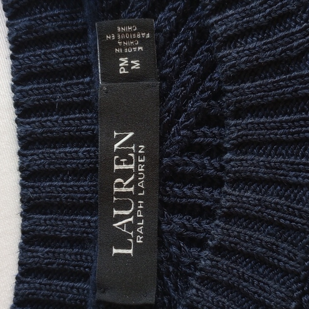 LRL Linen Viscose Rib Knit Crew Neck Long Sleeve Sweater MP Navy - Picture 7 of 11